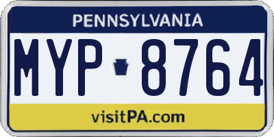 PA license plate MYP8764