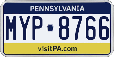 PA license plate MYP8766