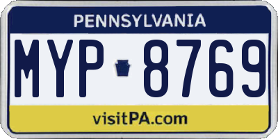 PA license plate MYP8769