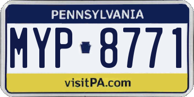 PA license plate MYP8771