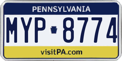 PA license plate MYP8774