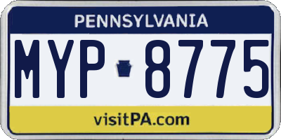 PA license plate MYP8775