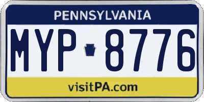 PA license plate MYP8776