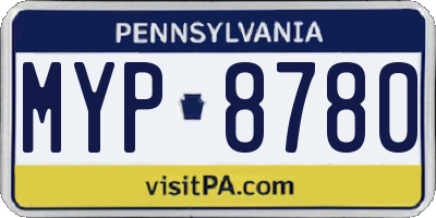 PA license plate MYP8780