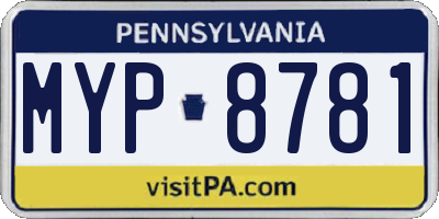 PA license plate MYP8781