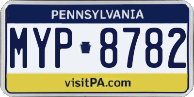 PA license plate MYP8782
