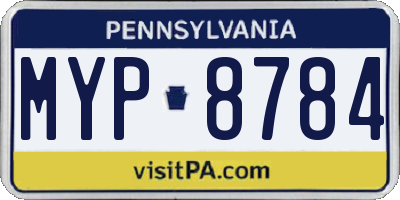 PA license plate MYP8784
