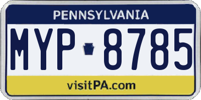 PA license plate MYP8785