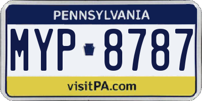 PA license plate MYP8787