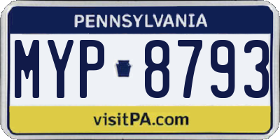 PA license plate MYP8793