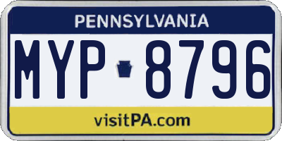 PA license plate MYP8796