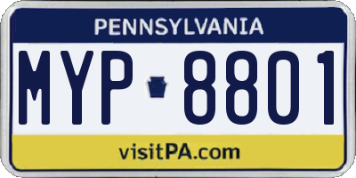 PA license plate MYP8801