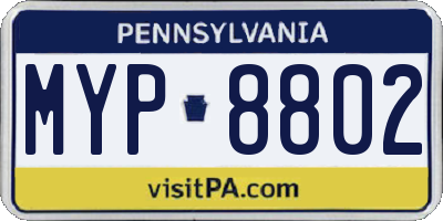 PA license plate MYP8802
