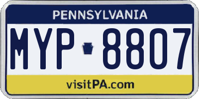 PA license plate MYP8807