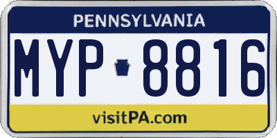 PA license plate MYP8816