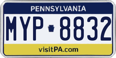 PA license plate MYP8832