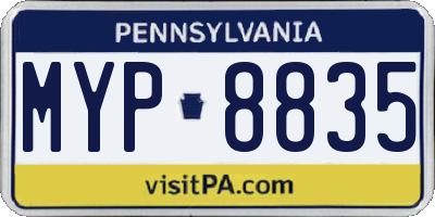PA license plate MYP8835