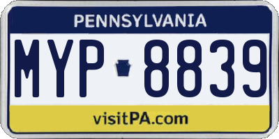 PA license plate MYP8839