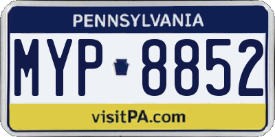 PA license plate MYP8852