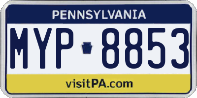 PA license plate MYP8853