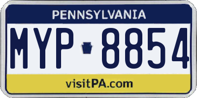 PA license plate MYP8854