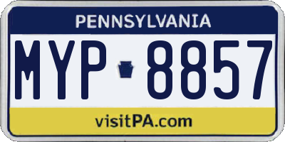 PA license plate MYP8857