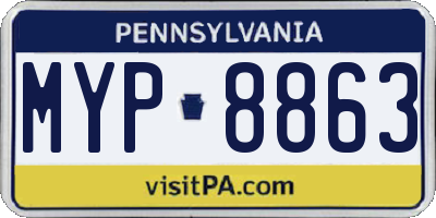 PA license plate MYP8863