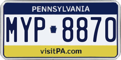 PA license plate MYP8870