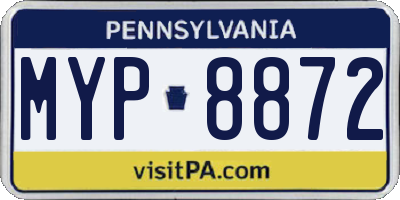 PA license plate MYP8872