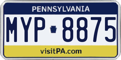 PA license plate MYP8875