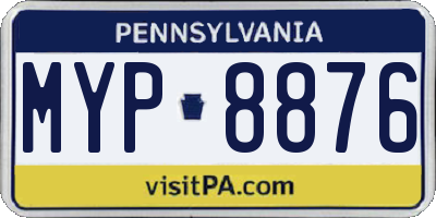 PA license plate MYP8876