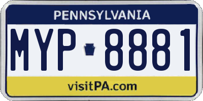 PA license plate MYP8881