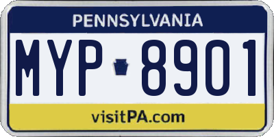 PA license plate MYP8901