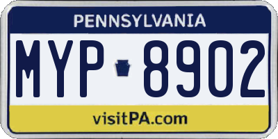 PA license plate MYP8902