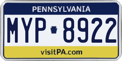 PA license plate MYP8922