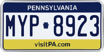 PA license plate MYP8923