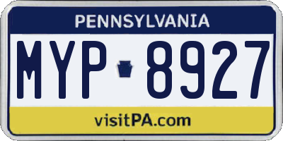 PA license plate MYP8927