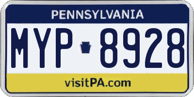 PA license plate MYP8928