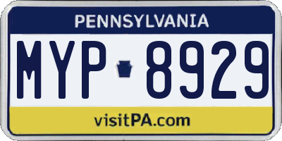PA license plate MYP8929