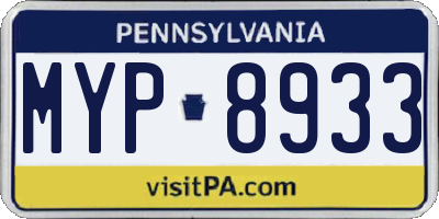 PA license plate MYP8933