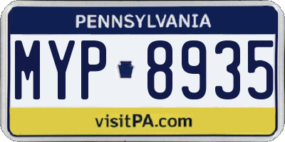 PA license plate MYP8935
