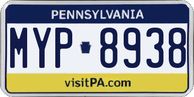 PA license plate MYP8938