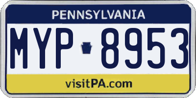 PA license plate MYP8953