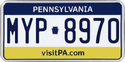 PA license plate MYP8970