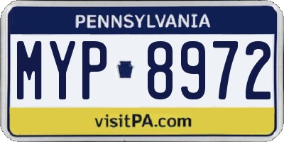 PA license plate MYP8972