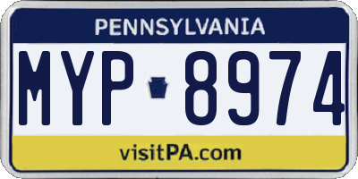 PA license plate MYP8974