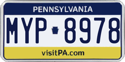 PA license plate MYP8978