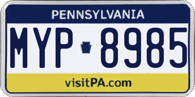 PA license plate MYP8985