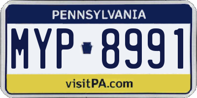 PA license plate MYP8991