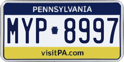 PA license plate MYP8997